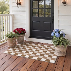 GENIMO 3×5 Outdoor Rug, Washable for Porch and Entryway, Sage Green(Brown)