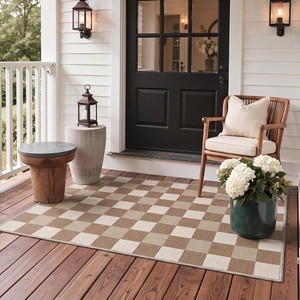 GENIMO 3×5 Outdoor Rug, Washable for Porch and Entryway, Sage Green(Light Brown)